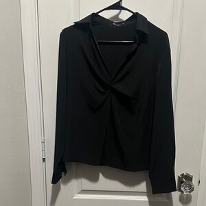 SHEIN Black Twist Front Blouse